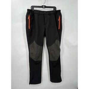 Gash Hao Mens Fleece Lined Hiking Pants Black Orange Zipper Tactical 38x32